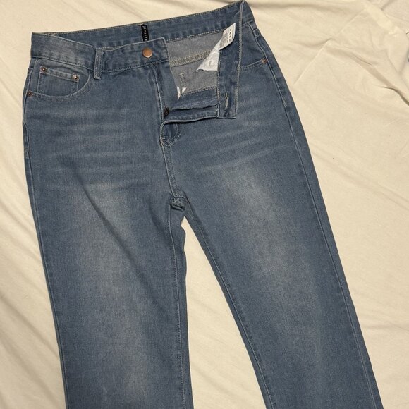 NEW YORK Woman's Jeans 90's Vintage Embroidery Baggy Denim Y2K High Waist Korean - Picture 5 of 9